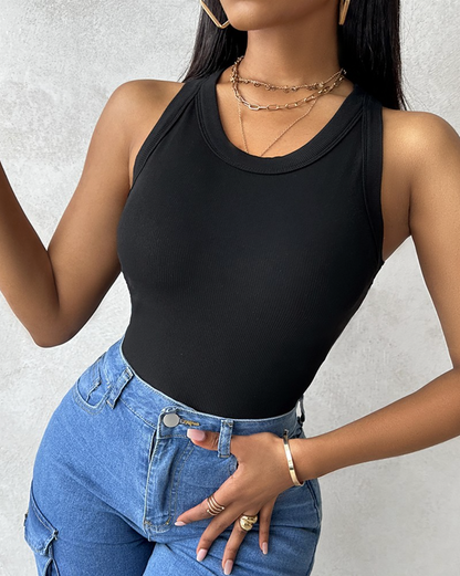 Built-In Bra Ribbed Tank
