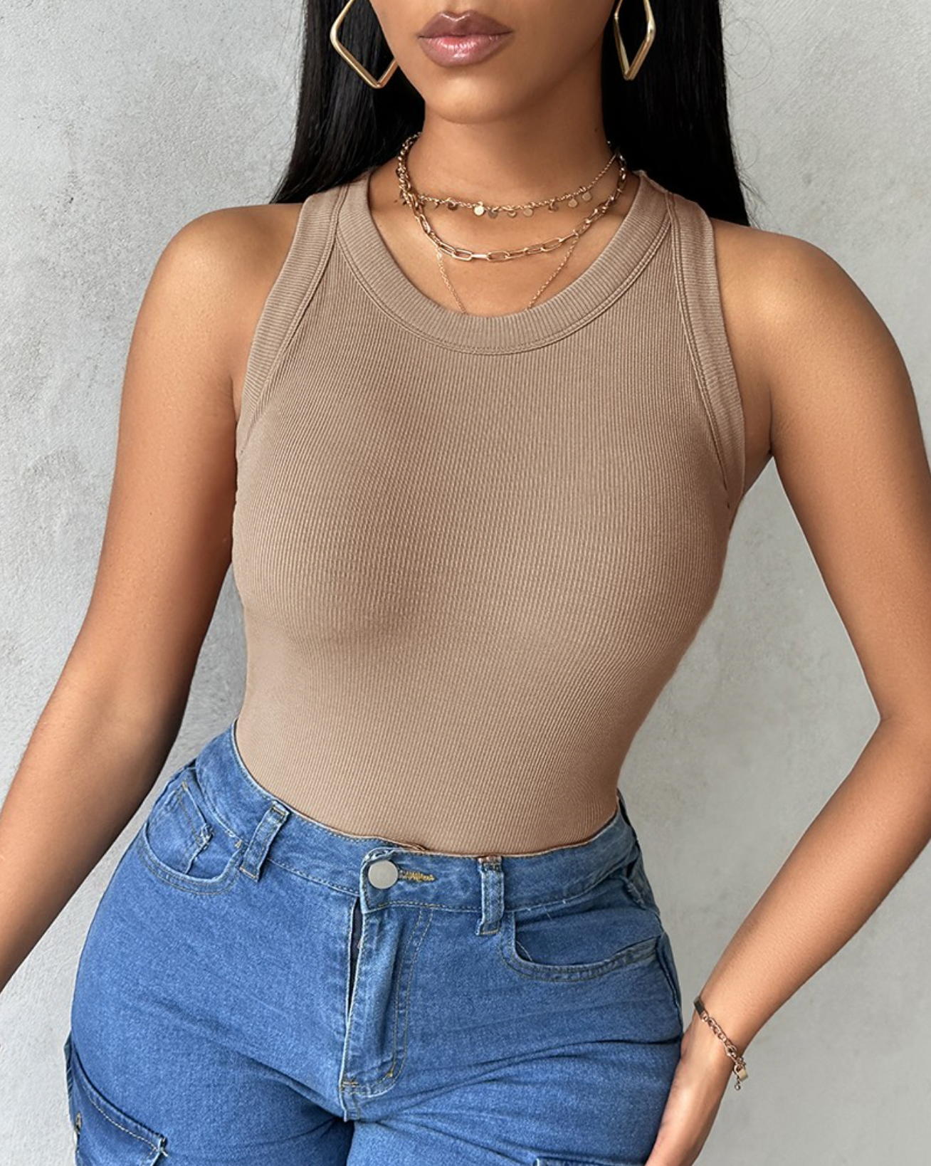 Built-In Bra Ribbed Tank