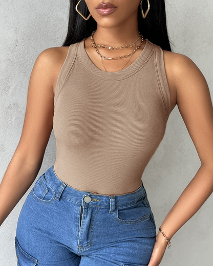 Built-In Bra Ribbed Tank