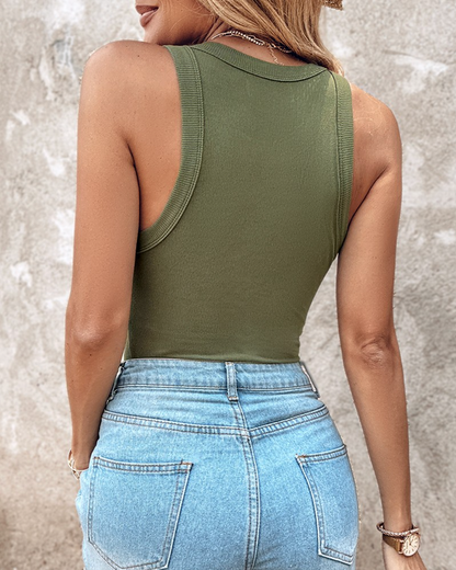 Built-In Bra Ribbed Tank
